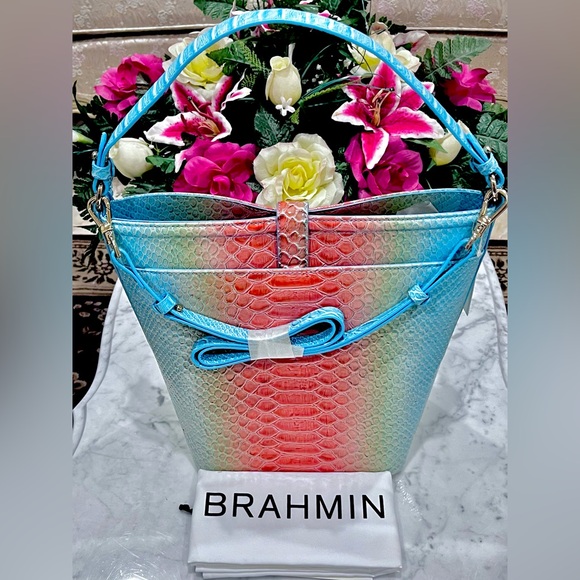 Brahmin Shira bucket Shoulder bag Designer Leather Purse. - Picture 7 of 12